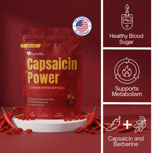 Aurivita Cayenne Pepper Softgels Formulated For Diabetics (30 Servings)