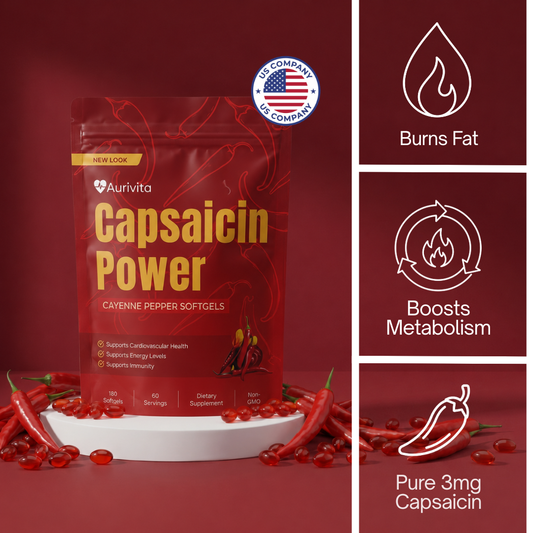 Aurivita Capsaicin Power — Thermogenic Metabolism Softgels (30 Servings)