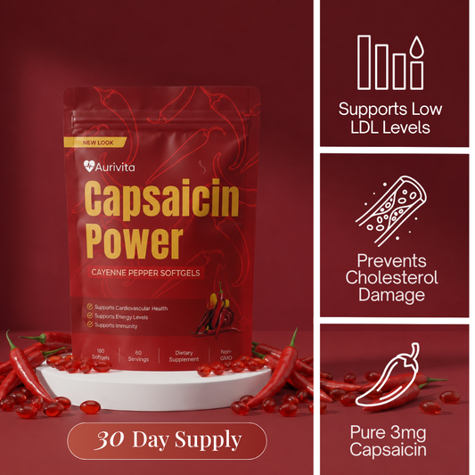 Aurivita Cayenne Pepper Softgels For Cholesterol Support (30 Servings)