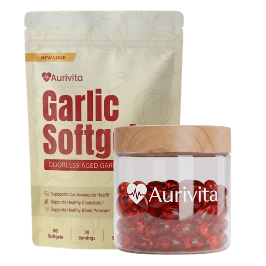Aurivita Aged Garlic Softgels + Bamboo Jar For Softgels