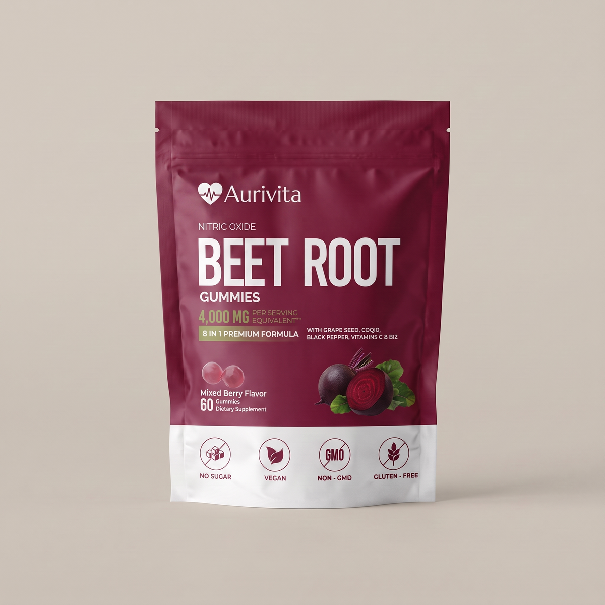 Aurivita Beetroot Gummies 4000mg (30 Servings)
